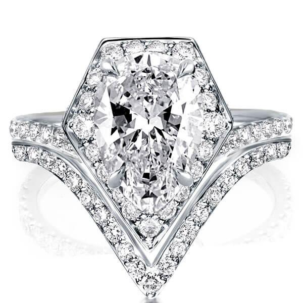 

Halo Geometrical Created White Sapphire Bridal Set