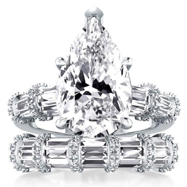 

Solitaire Ribbon Design Pear Bridal Set (9.00 CT. TW.), White