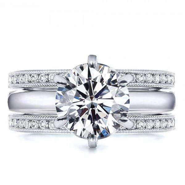 

Italo Classic Solitaire Created White Sapphire 3PC Wedding Set