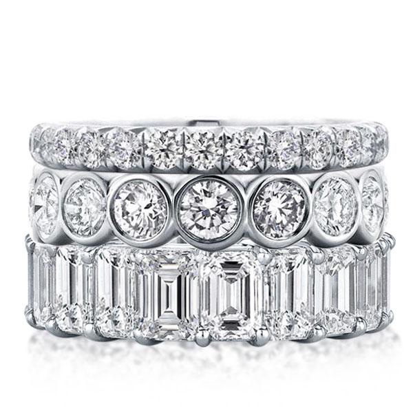 Triple Row Eternity Stackable Band Set, White