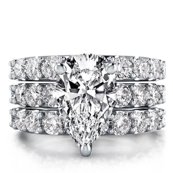 

Italo Pear Created White Sapphire 3PC Wedding Set