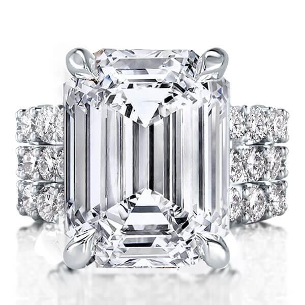 

Italo Created White Sapphire Engagement Ring Set Emerald Cut Cocktail Ring Set 3pc Wedding Set