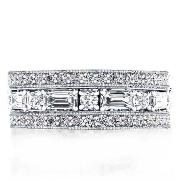 

Classic Triple Row Eternity Stackable Band Set, White