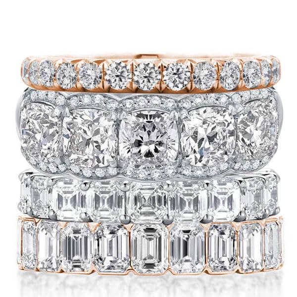 

Four Row Two Tone Stackable Band Set (18.15 CT. TW.), White