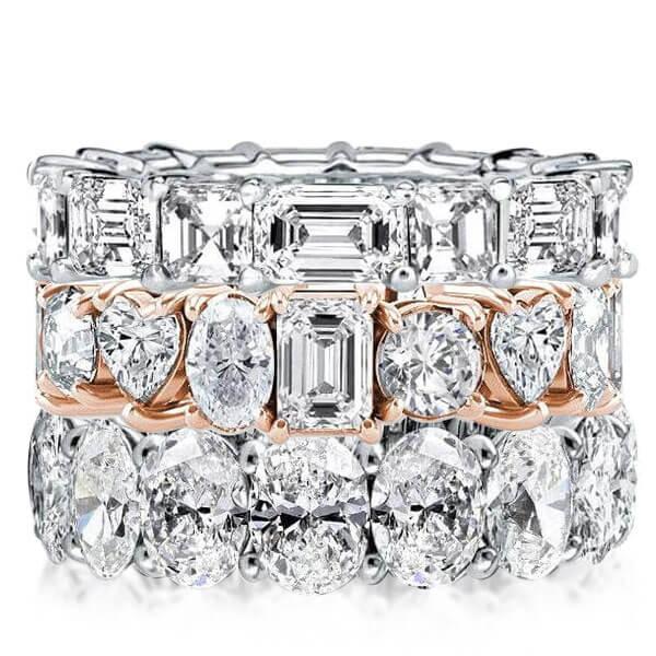 

Unique Eternity Two Tone Stackable Band Set (19.95 CT. TW.), White