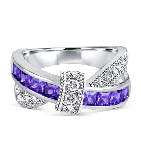 

Italo Knot Created Amethyst Wedding Band (1.04 CT. TW.), White