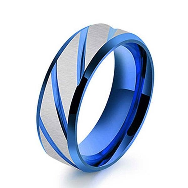 

Italo Diagonal Titanium Steel Men's Wedding Band, White