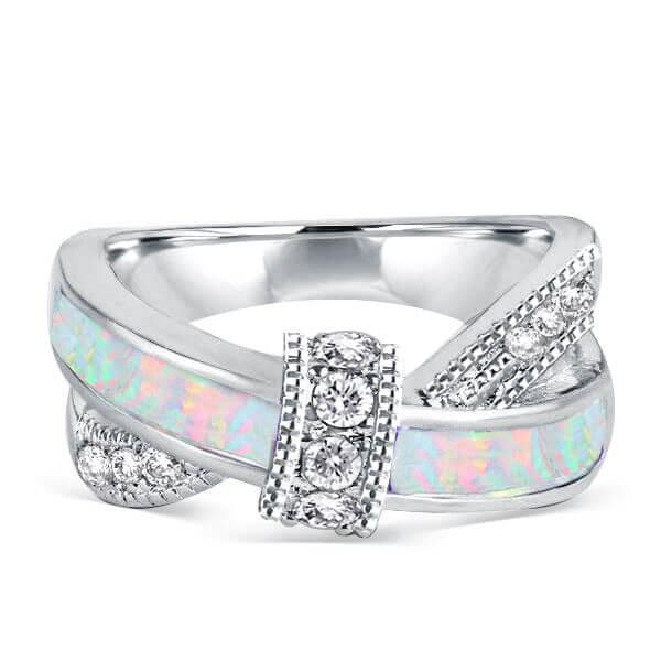 

Italo Knot Ring Opal Ring Unique Wedding Band For Women, White