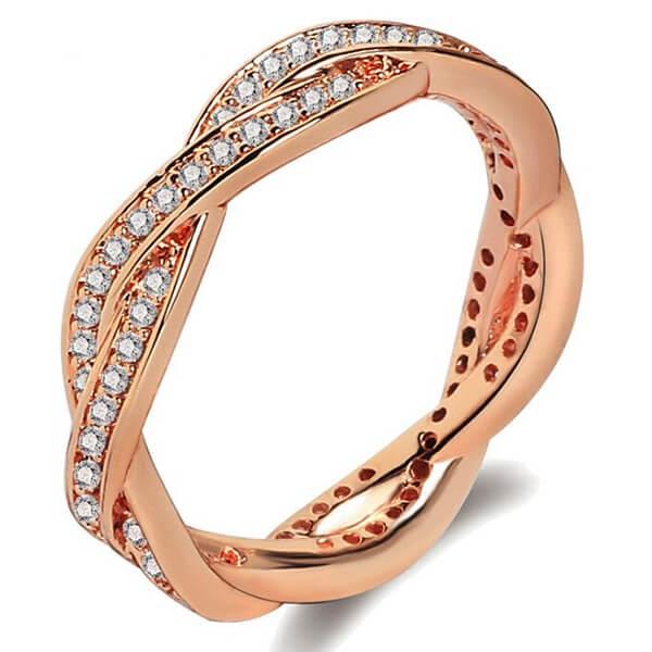 

Italo Twist Rose Gold Created White Sapphire Wedding Band