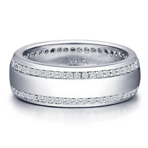 

Italo Glaze Two Row Created White Sapphire Wedding Band