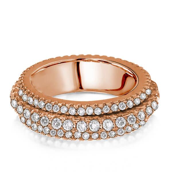 

Italo Three Row Rose Gold Created White Sapphire Wedding Band