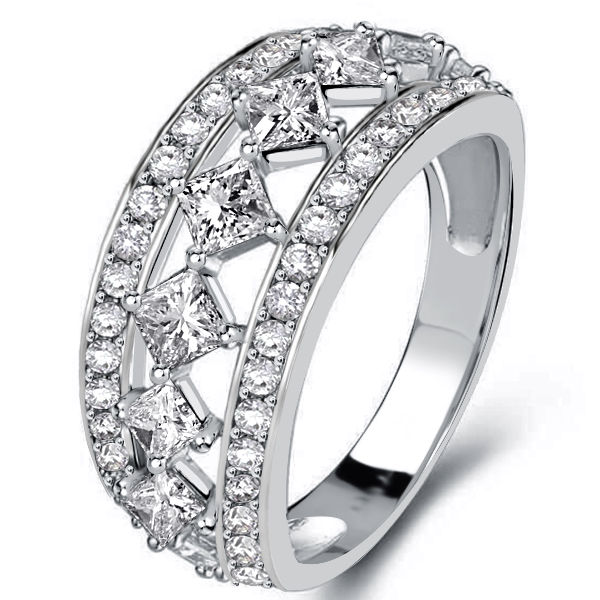 

Italo Shining Star Created White Sapphire Wedding Band