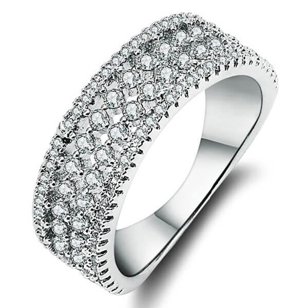 

Italo String Beads Created White Sapphire Wedding Band