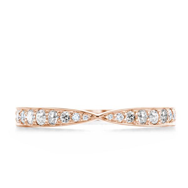 

Rose Gold Curved Eternity Wedding Band, White