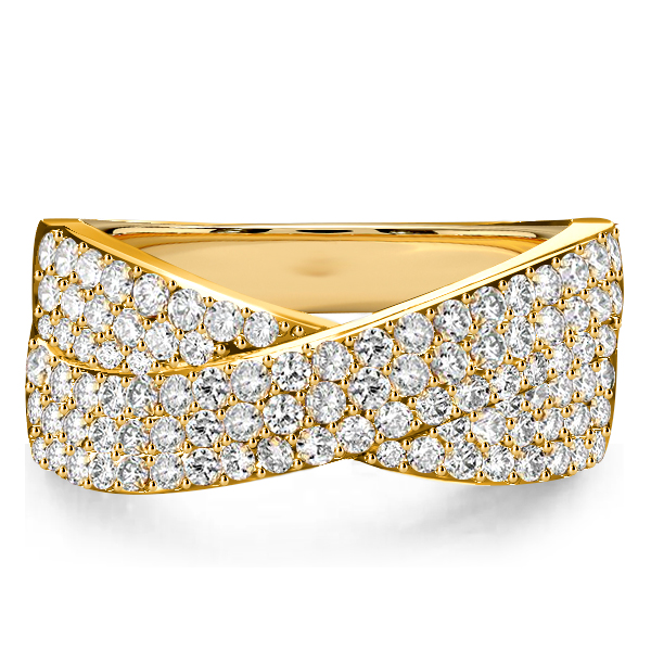 

Italo Micro Pave Setting Crossover Ring Criss-Cross Wedding Band, White