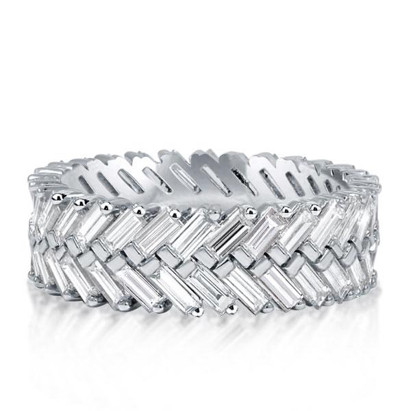 

Double Row Baguette Eternity Wedding Band, White