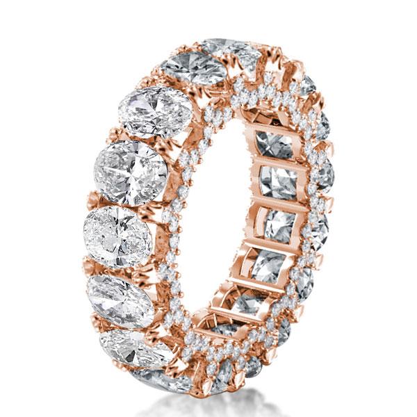 

Rose Gold Eternity Double Prong Oval Wedding Band, White