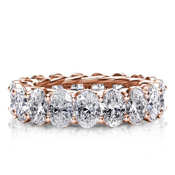 

Rose Gold Eternity Oval Wedding Band, White