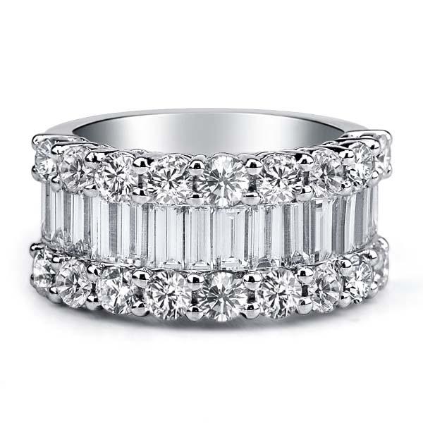 

Three Row Half Eternity Wedding Band, White