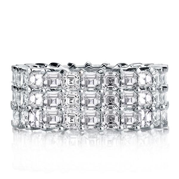 

Asscher Triple Row Eterntiy Wedding Band, White