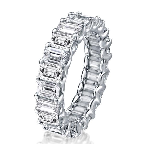 

Emerald U Prong Eternity Wedding Band, White