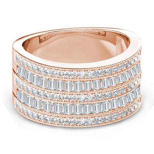

Rose Gold Art Deco Wedding Band (4.22 CT. TW.), White
