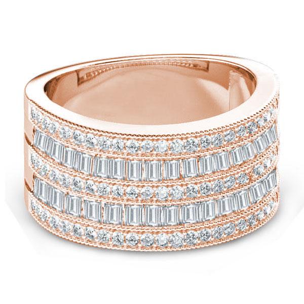 

Rose Gold Art Deco Wedding Band (4.22 CT. TW.), White