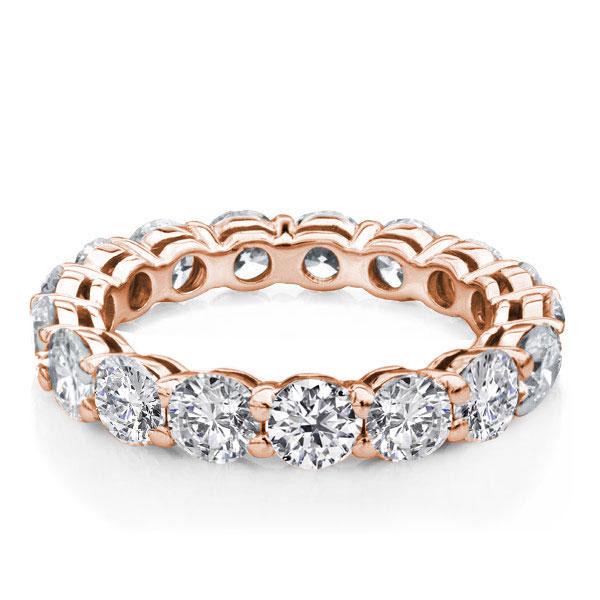 

Rose Gold Eternity Round Wedding Band, White