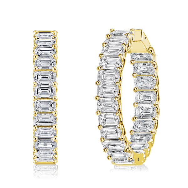 

Emerald Cut Inside-Out Hoop Earrings For Women, White