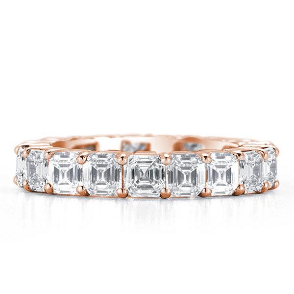 

Rose Gold Eternity Asscher Wedding Band, White