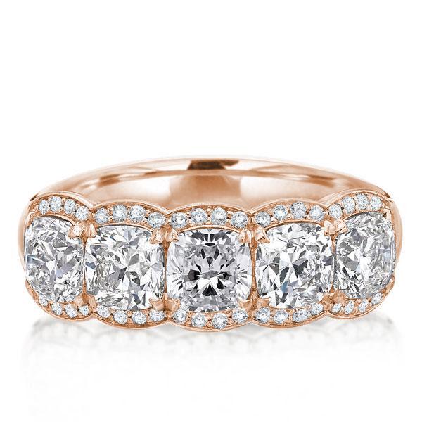 

Italo Rose Gold Halo Cushion Created White Sapphire Wedding Band