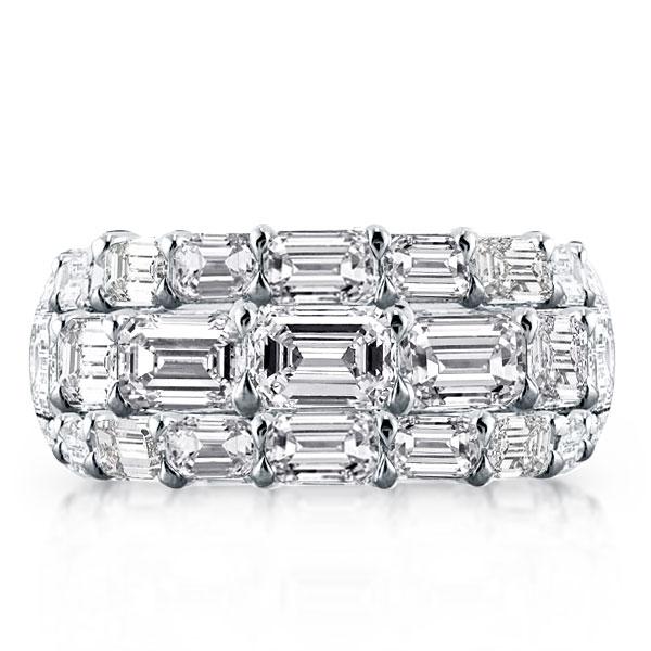 

Triple Row Emerald Eternity Wedding Band, White