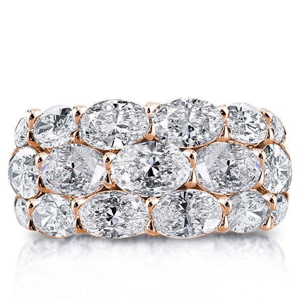 

Rose Gold Triple Row Oval Eternity Wedding Band, White