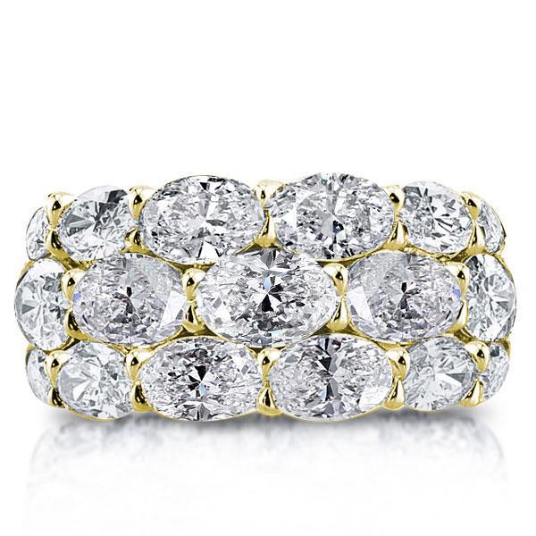 

Golden Triple Row Oval Eternity Wedding Band, White