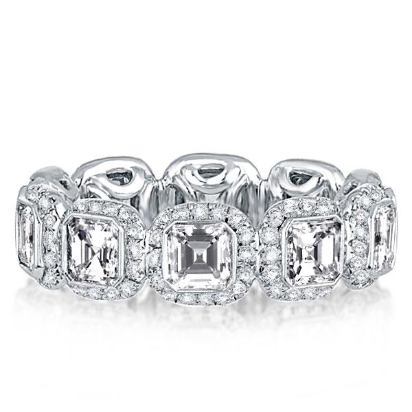 

Italo Halo Asscher Created White Sapphire Wedding Band