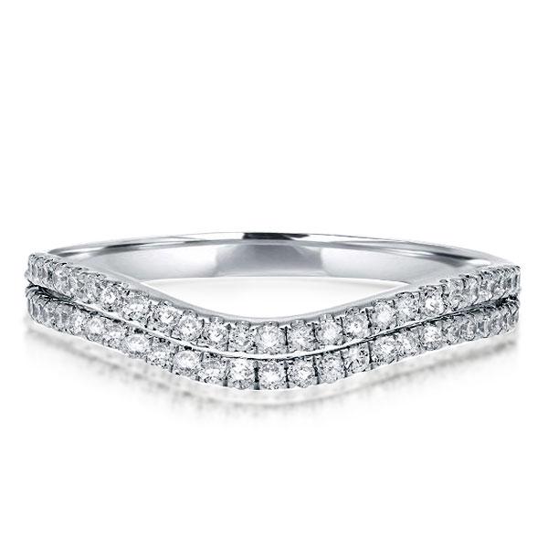 

Italo Chevron Wedding Band Unique Curved Wedding Band For Women, White