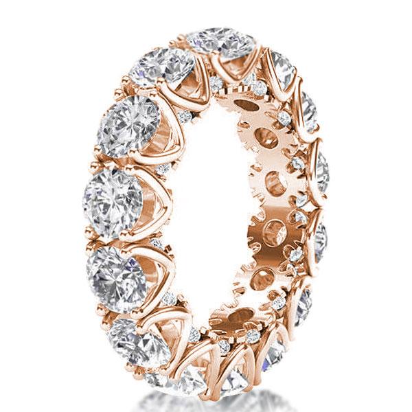

Rose Gold Eternity Round Wedding Band, White