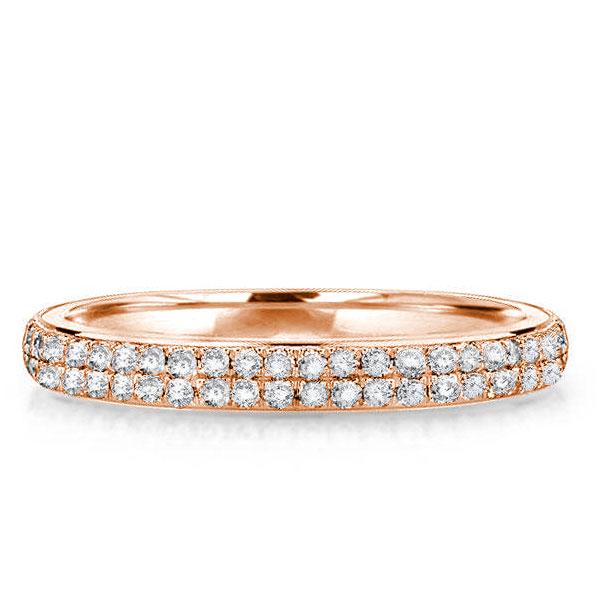 

Rose Gold Double Row Eternity Wedding Band, White