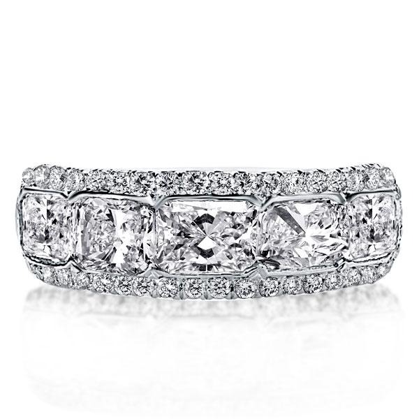 

Halo Radiant Five Stone Created White Sapphire Wedding Band