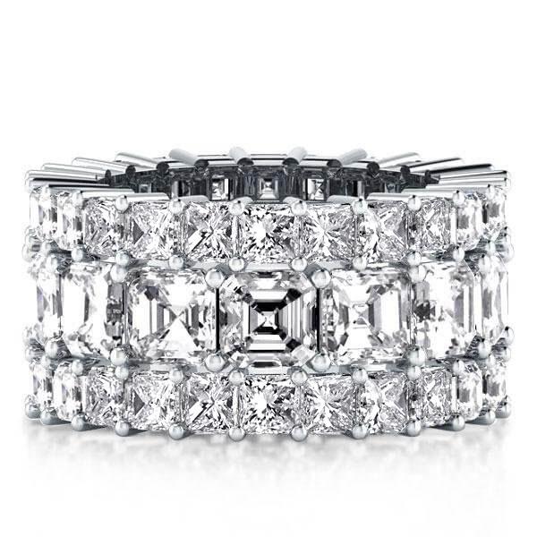 

Triple Row Eternity Asscher Wedding Band (7.55 CT. TW.), White