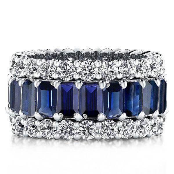 

Italo Blue Sapphire Eternity Wedding Band For Women Anniversary Ring, White