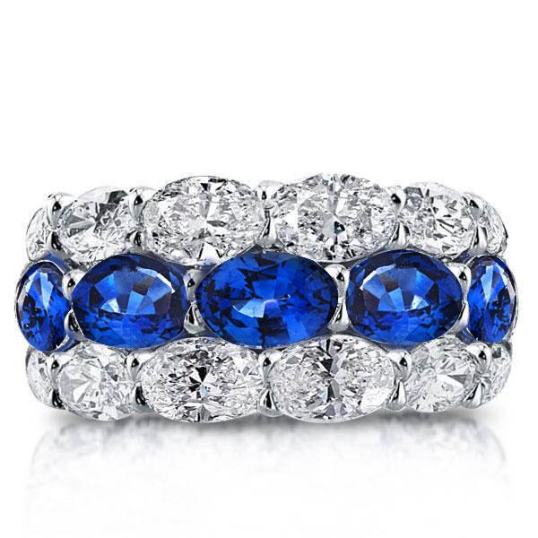 

Italo Triple Row Oval Eternity Created Sapphire Wedding Band, White