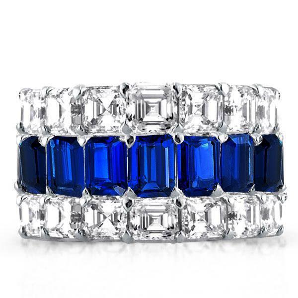 

Triple Row Eternity Created Sapphire Wedding Band, White