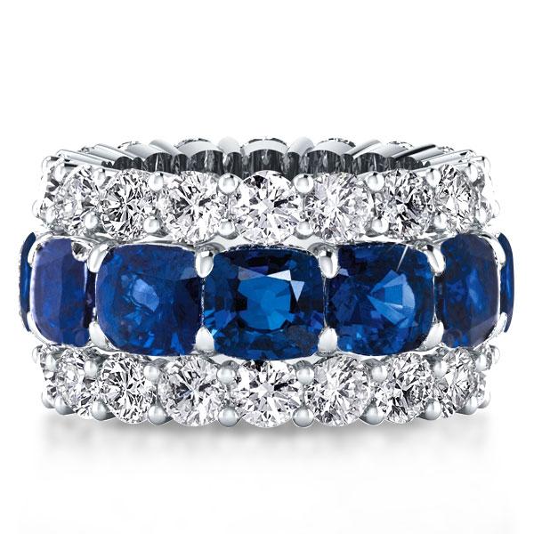 

Italo Triple Row Eternity Cushion Created Sapphire Wedding Band, White