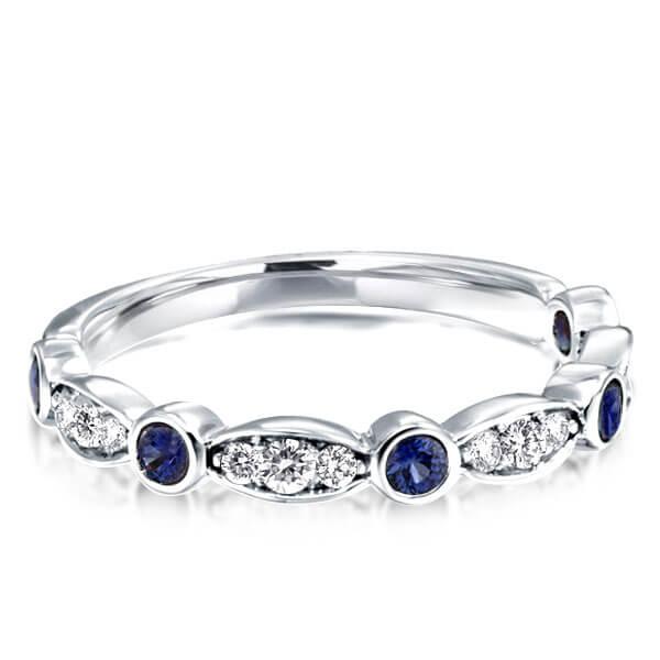 

Art Deco Created Sapphire Wedding Band (0.25 CT. TW.), White