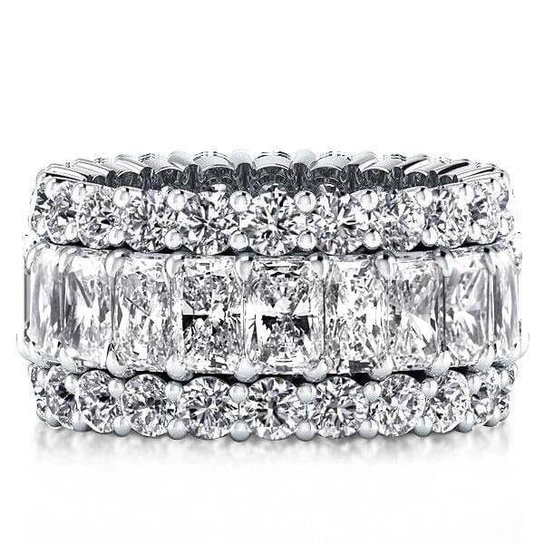 

Triple Row Eternity Wedding Band In Sterling Silver Ring, White