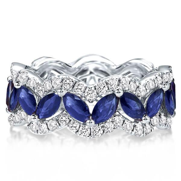 

Marquise Wave Created Sapphire Wedding Band (5.42 CT. TW.), White