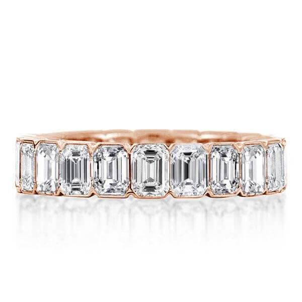 

Rose Gold Wedding Band Emerald Cut Eternity Wedding Band For Her, White
