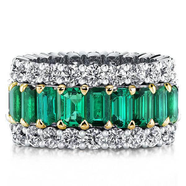 

Italo Emerald Ring Multi Row Emerald Cut Eternity Wedding Band, White