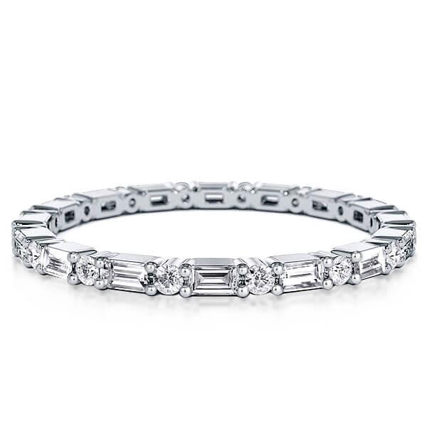 

Dainty Baguette Eternity Wedding Band In Sterling Silver, White